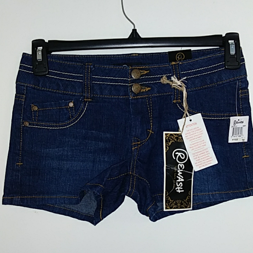 Rewash Navy Blue Dark Denim Jr Short Size 1
